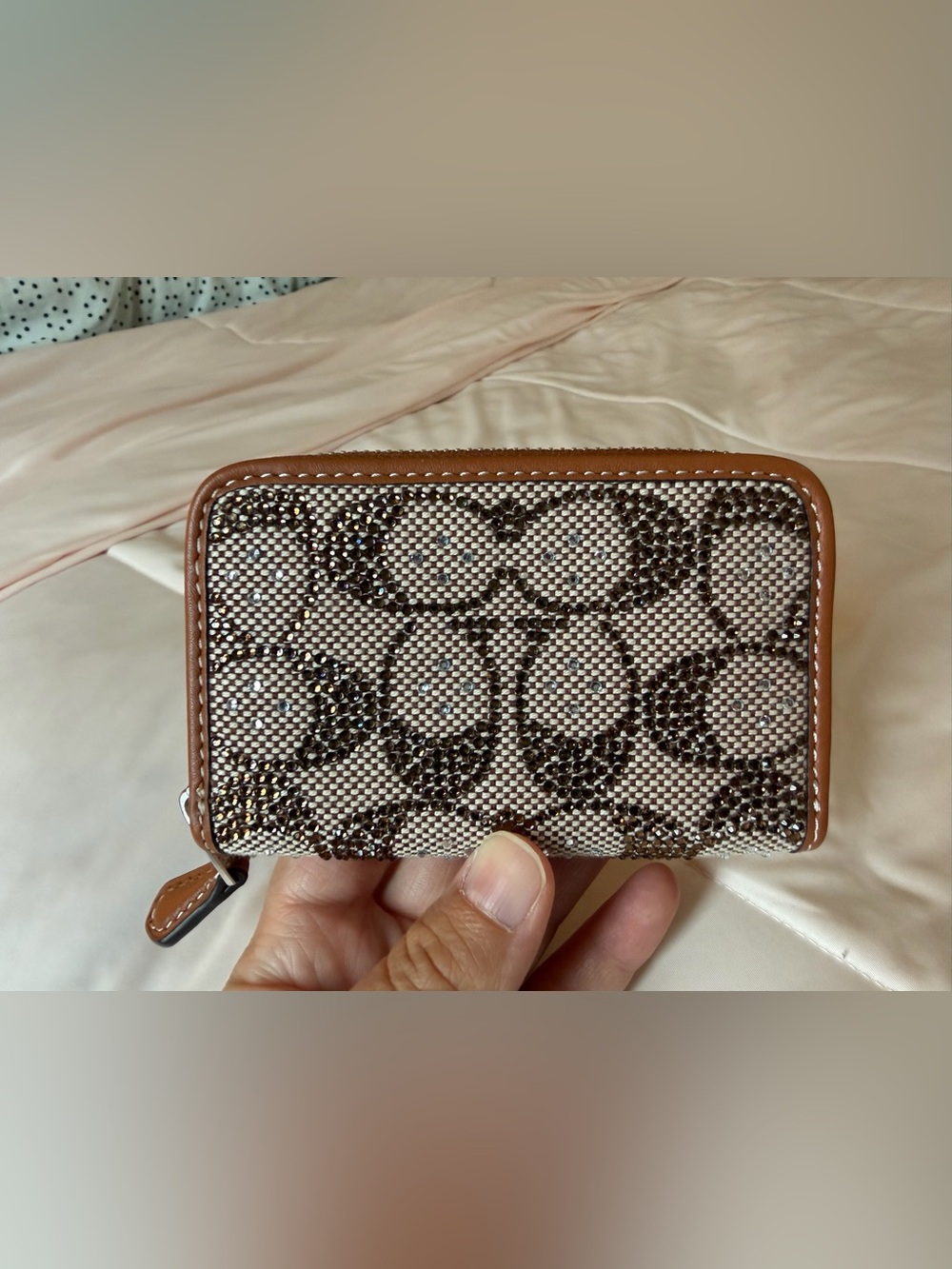 Coach Crystal Signature Jacquard Essential Small Card Case